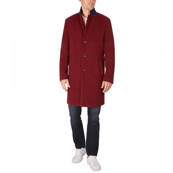 Tommy Hilfiger Addison Wool-Blend Trim Fit Overcoat in Red, Size 44 Short - Picture 4 of 13